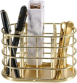 img 4 attached to 🖊️ Organize Your Office in Style with the Nugorise Gold Metal Pen Holder and Stationery Organizer