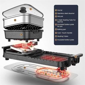 img 3 attached to 🍲 Aoran Hot Pot Electric Grill with Smokeless Korean BBQ, Indoor Electric Pot N Steamer, 3.5L Multifunctional Party Hotpot N Grill Combo