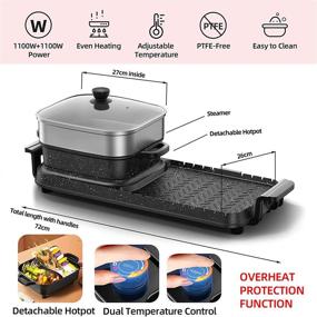 img 2 attached to 🍲 Aoran Hot Pot Electric Grill with Smokeless Korean BBQ, Indoor Electric Pot N Steamer, 3.5L Multifunctional Party Hotpot N Grill Combo