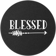 non-slip black stitched edge round mouse pad (blessed white) logo