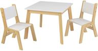 kidkraft wooden modern table & 2 chair set - white & natural: ideal children's furniture for ages 3-8 logo
