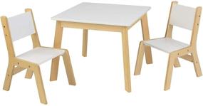 img 4 attached to KidKraft Wooden Modern Table & 2 Chair Set - White & Natural: Ideal Children's Furniture for Ages 3-8