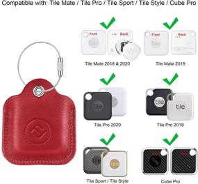 img 3 attached to Красный чехол Fintie из натуральной кожи с брелоком для Tile Mate/Tile Pro/Tile Sport/Tile Style/Cube Pro Key Finder Phone Finder - защитный чехол от царапин