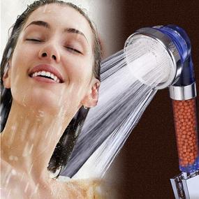 img 3 attached to 🚿 High Pressure 3 Mode Handheld Shower Head with Filter - Water Saving Function for Spa-Like Experience, Gentle on Hair & Skin - Blue