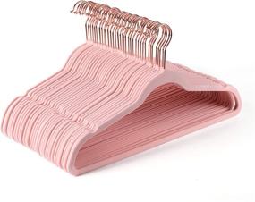 img 2 attached to AREKUAEI Premium Blush Pink Velvet Hangers (Pack of 50) - Heavyduty, Non-Slip, Copper/Rose Gold Hooks - Space Saving Clothes Hangers