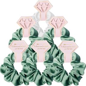 img 4 attached to 💍 Bridesmaid Scrunchie 6 Pack Hair Ties - White & Mint Green - Bridal Party Gifts, Bachelorette Favors