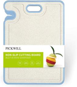 img 4 attached to 🔪 PICKWILL Small Cutting Board - 12.3'' Plastic Chopping Board with Knife Sharpener, Juice Grooves, and Non-Slip Handle - BPA-Free, Dishwasher Safe