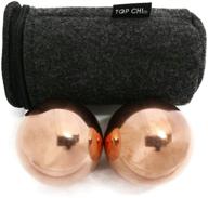 enhance hand therapy, relief stress with top chi solid copper baoding balls (medium 1.5 inch) – includes carry pouch logo