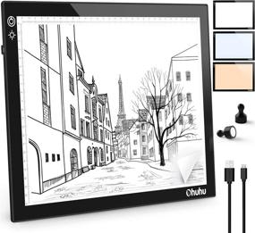 img 4 attached to 🌟 Ohuhu Portable Tracing Light Box A4 with 3 Colors Light and Ultra-Thin Design - Magnificent Light Drawing Board for DIY Diamond Painting, Artists, Sketching, and Drawing with White LED Magnetic Tracer