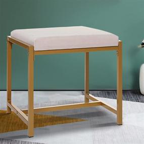 img 3 attached to 🪞 IWELL Large Vanity Stool with Metal Legs, Cushioned Vanity Chair, Dressing Makeup Stool Bench, Piano Bench, Vanity Seat for Bedroom, Women, Girls, Moms, Mothers