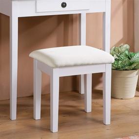 img 2 attached to 💄 Stylish White Wood Makeup Vanity Table and Stool Set by Roundhill Furniture: Moniya Collection