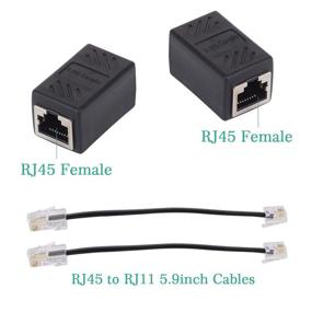 img 3 attached to 🔌 Ethernet to Phone Line Adapter, RJ45 Female to RJ11 Male Converter - 2 Pack, SHONCO RJ11 to RJ45 Adapter, Black