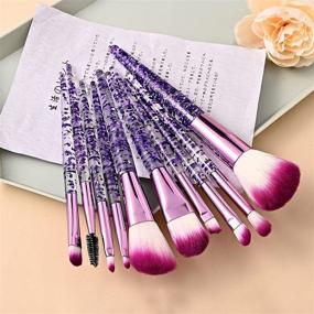 img 3 attached to 💄 10 PCS Stylish Glitter Handle Makeup Brushes by Kingtree - Professional Set for Face Powder, Foundation, Blending, Blush, Eye Shadow, Eyeliner, Lip - Cosmetic Brush Kit