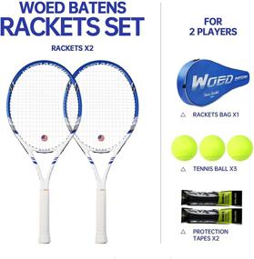 img 2 attached to 🎾 Premium 2 Player Pro Tennis Racket Set with Accessories & Bag - Ideal for Beginners and Professionals, 27 inch Speed Racquet with 3 Balls, Vibration Dampeners, Overgrips