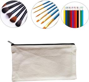 img 2 attached to 🎨 Set of 14 EcotsonDeco Canvas Makeup Bags - 8.26 X 4.7 Inches, Multipurpose Zipper Pouch Bags for Travel and School DIY Craft, with Multicolored Zippers - Ideal for Pen Pencil Case and DIY Crafts