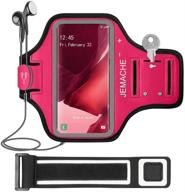 🏃 jemache water resistant arm band case for samsung galaxy note 20/20 ultra - perfect armband for gym, running, and workouts with key holder (rosy) logo