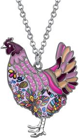 img 4 attached to 💎 WEVENI Rhinestone Hen Necklace: Unique Fashion Jewelry for Women and Girls