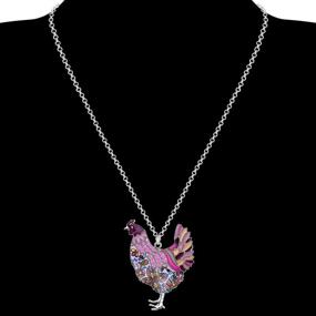 img 3 attached to 💎 WEVENI Rhinestone Hen Necklace: Unique Fashion Jewelry for Women and Girls
