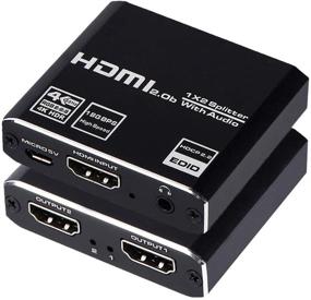 img 4 attached to 🔌 HDMI разделитель 1x2 с аудиоэкстрактором: 4K@60Hz Ultra HD, HDR, HDCP 2.2 - PS4, Xbox, Blu-ray DVD