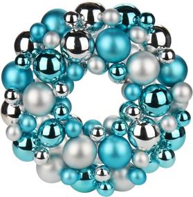 img 4 attached to 🎄 Sparkling Christmas Ball Wreath 13" - Baby Blue & Silver Ornaments for Festive Door and Wall Decoration