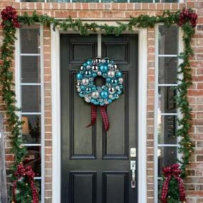 img 1 attached to 🎄 Sparkling Christmas Ball Wreath 13" - Baby Blue & Silver Ornaments for Festive Door and Wall Decoration