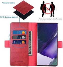 img 2 attached to KEZiHOME Note 20 Ultra Case: Genuine Leather Wallet Case with RFID Blocking for Samsung Galaxy Note 20 Ultra 5G - Red/Brown