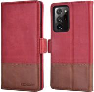 kezihome note 20 ultra case: genuine leather wallet case with rfid blocking for samsung galaxy note 20 ultra 5g - red/brown logo