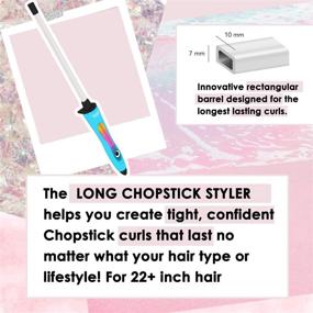 img 1 attached to 🔥 Long Curling Wand Iron by CHOPSTICK STYLER - Rectangular Thin Titanium Barrel for Corkscrew Spiral Chopstick Curls, Professional Curler with Temperature Control for Extra Long Hair