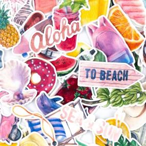 img 3 attached to 🌴 June Trendy Aloha Sea and Sun Waterproof Sticker Packs: 70 pcs for Journals, Scrapbooks, Luggage, Crafts & More!