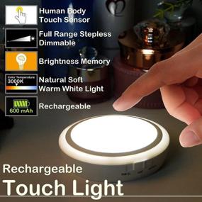 img 3 attached to 🌟 RTSU Rechargeable Touch Light with Timer: Dimmable, Wireless LED Nursery Night Light for Closet & Cabinet - Golden