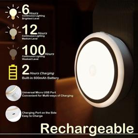 img 2 attached to 🌟 RTSU Rechargeable Touch Light with Timer: Dimmable, Wireless LED Nursery Night Light for Closet & Cabinet - Golden