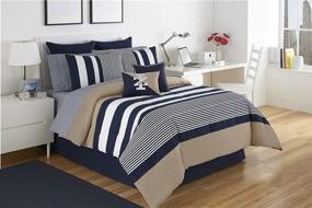 img 1 attached to 🛌 Navy Twin Comforter Set: IZOD Classic Stripe for Ultimate Cozy Bedding