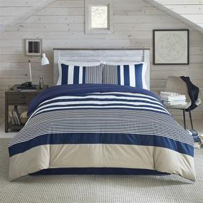 img 3 attached to 🛌 Navy Twin Comforter Set: IZOD Classic Stripe for Ultimate Cozy Bedding