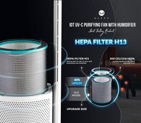 img 2 attached to 🌬️ ULTTY Bladeless Tower Fan and Air Purifier: Powerful Oscillation, True HEPA Filter 99.97% for Smoke, Dust, Pollen, Dander - Remote Control, Black