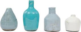 img 4 attached to 🏺 Creative Co-Op DA1092 Set of 4 Blue & Ivory Terracotta Vases - Beautiful Home Decor