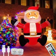 🎅 iokuki 4.1 ft santa claus inflatable outdoor decoration - clearanced blow up yard decor with rechargeable led lights for christmas, holiday, party, xmas, lawn & garden логотип