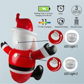 img 2 attached to 🎅 IOKUKI 4.1 FT Santa Claus Inflatable Outdoor Decoration - Clearanced Blow Up Yard Decor with Rechargeable LED Lights for Christmas, Holiday, Party, Xmas, Lawn & Garden