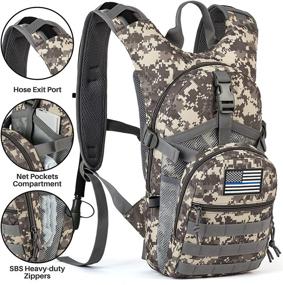 img 3 attached to 🦈 SHARKMOUTH Tactical MOLLE Hydration Pack Backpack 900D with 2L Leak-Proof Water Bladder, Insulated to Keep Liquids Cool for Up to 4 Hours, Daypack for Hiking, Cycling, Running, Hunting, with USA Flag Patch