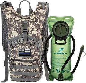 img 4 attached to 🦈 SHARKMOUTH Tactical MOLLE Hydration Pack Backpack 900D with 2L Leak-Proof Water Bladder, Insulated to Keep Liquids Cool for Up to 4 Hours, Daypack for Hiking, Cycling, Running, Hunting, with USA Flag Patch