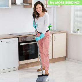 img 1 attached to FlyBanboo Broom and Dustpan Set, Long Handle Broom Combo for Home, Kitchen, Office and Lobby Use