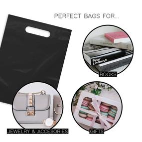 img 1 attached to 🛍️ Convenient 9x12 Black Plastic Merchandise Bags - 100 Pack with Die Cut Handle | Perfect for Retail, Gifts, Trade Shows