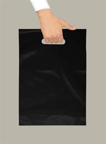 img 2 attached to 🛍️ Convenient 9x12 Black Plastic Merchandise Bags - 100 Pack with Die Cut Handle | Perfect for Retail, Gifts, Trade Shows