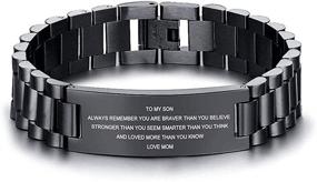 img 4 attached to 🌟 XUANPAI Never Forget That I Love You: Inspirational Men's Bracelet for Sons - Love Dad, Love Mom, Courage & Inspiration Gift