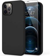 📱 deenakin iphone 12 pro max case with screen protector, soft liquid silicone gel rubber bumper cover, slim fit shockproof protective phone case for iphone 12 pro max 6.7" in stylish black logo