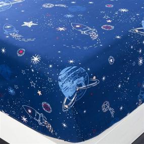 img 1 attached to KFZ Space Travel Twin Sheet Set: Blue Planet Print Mattress Set for Kids Bed Frame