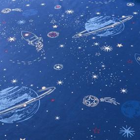 img 2 attached to KFZ Space Travel Twin Sheet Set: Blue Planet Print Mattress Set for Kids Bed Frame