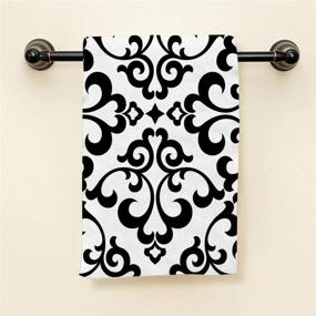 img 2 attached to 🌸 Vintage Black Floral Hand Towels - 100% Cotton, Soft Bath Hand Towels for Bathroom Kitchen Hotel Spa - 15"x30