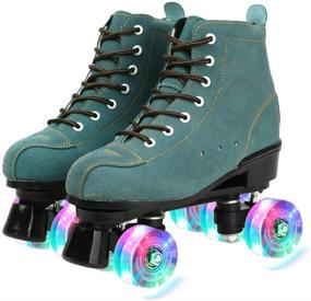 img 4 attached to 🔥 XUDREZ High-Top Double-Row Cowhide Roller Skates for Women and Men - Adjustable Classic Premium Shoes