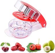 eoocvt cherry pitter kitchen olive pitter tool - cherry stone remover with pits and juice container for 6 cherries logo