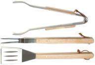 🍴 premium oval pro stainless steel utensil set with oak handles – fork, spatula, and tong tools logo